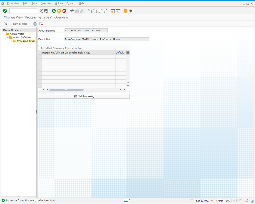 Change View "Processing Types": Overview screen.