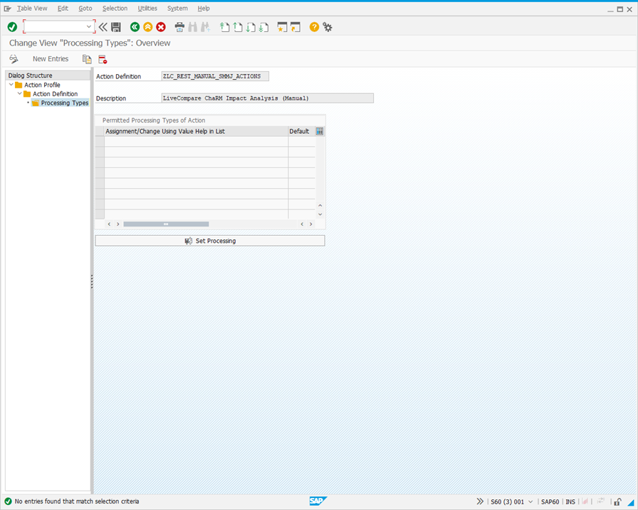 Change View "Processing Types": Overview screen.