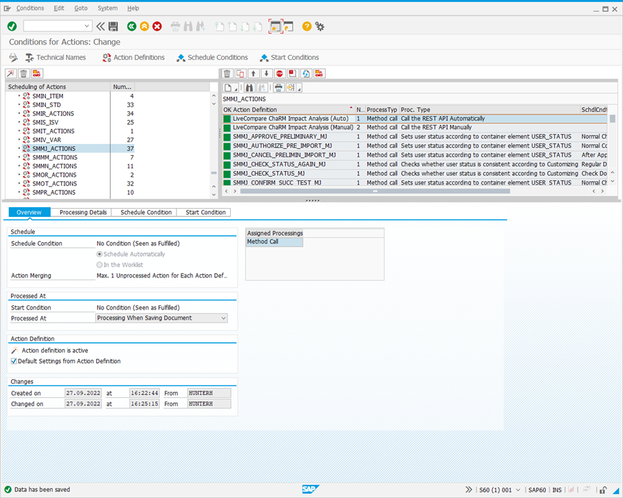 Condition for Actions: Change screen.