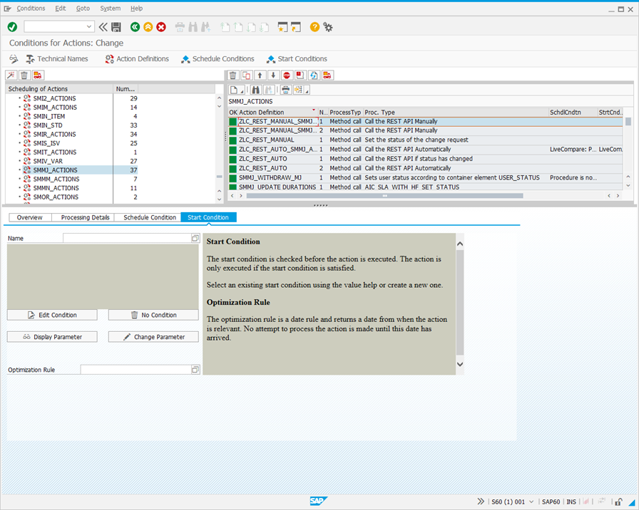 Conditions for Actions: Change screen.
