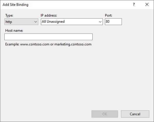 Add Site Binding dialog.