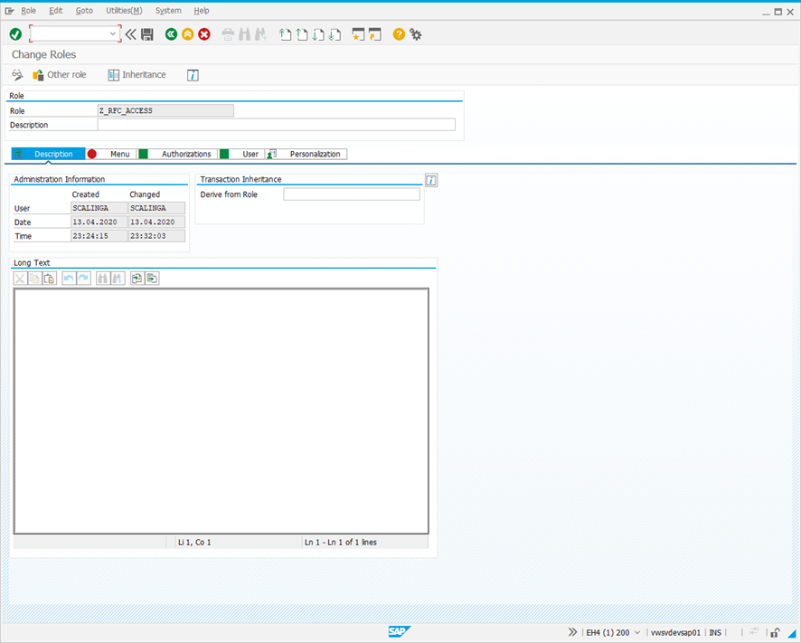 Change Roles screen.