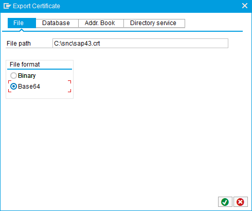 Export Certificate dialog.
