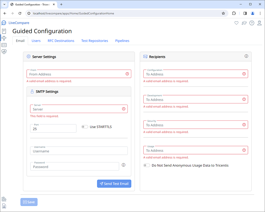 Guided Coinfiguration screen.