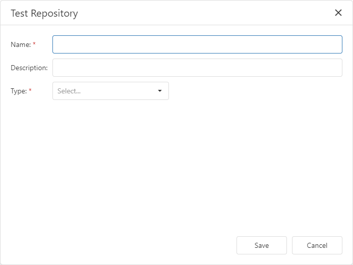 Test Repository dialog.