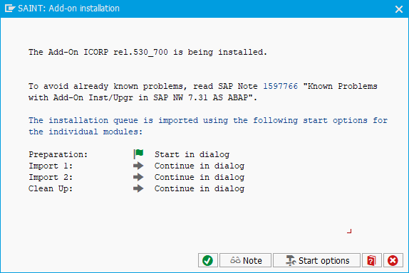 SAINT: Add-on installation.
