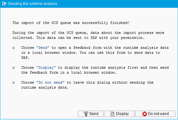 Sending the runtune analysis message box.
