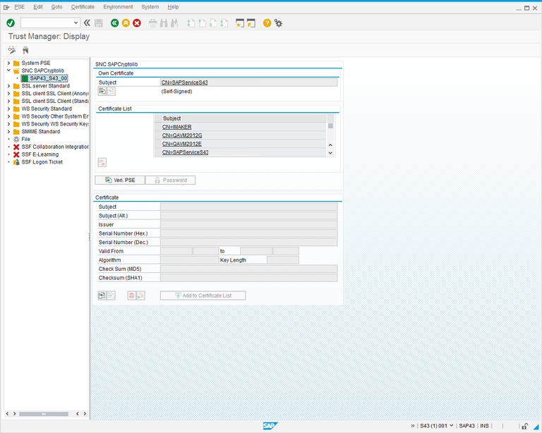 Trust Manager: Display screen.