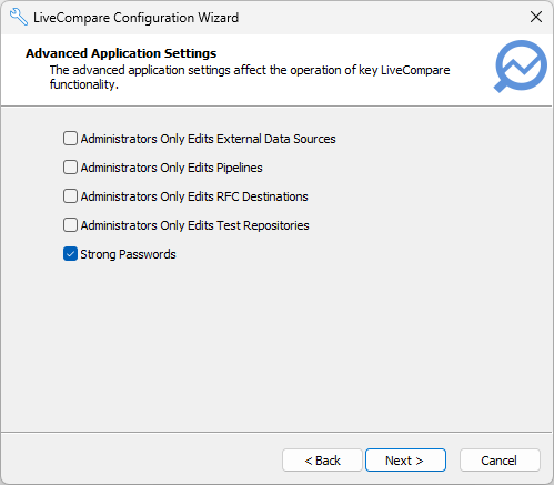 Advanced Application Settings screen.