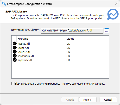 SAP RFC Library screen.