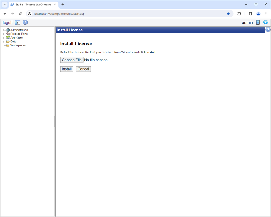 Install License screen.