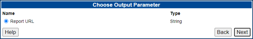 Choose Output Parameter screen.