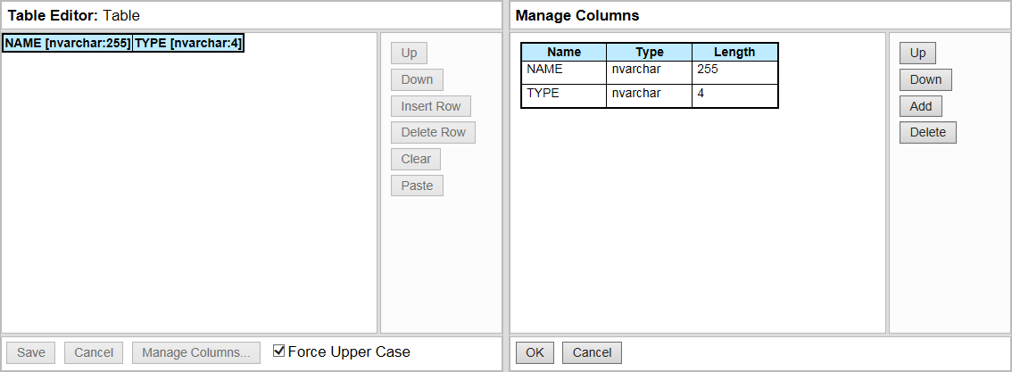 Manage Columns dialog.