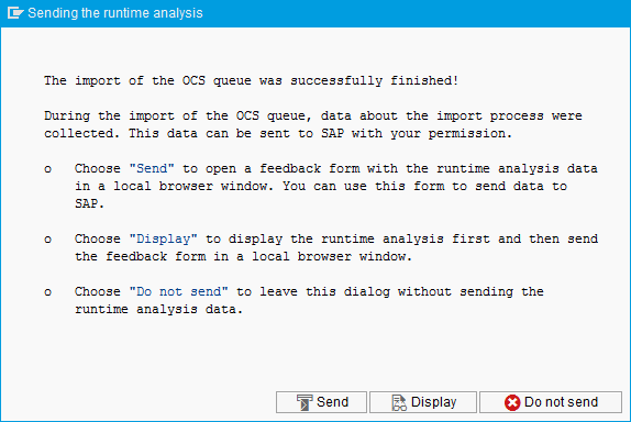Sending the runtune analysis message box.
