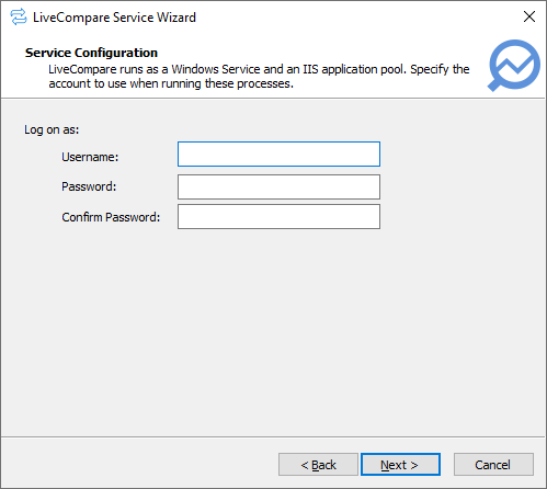 Service Configuration screen.
