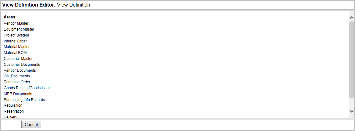 View Defintion Editor dialog.
