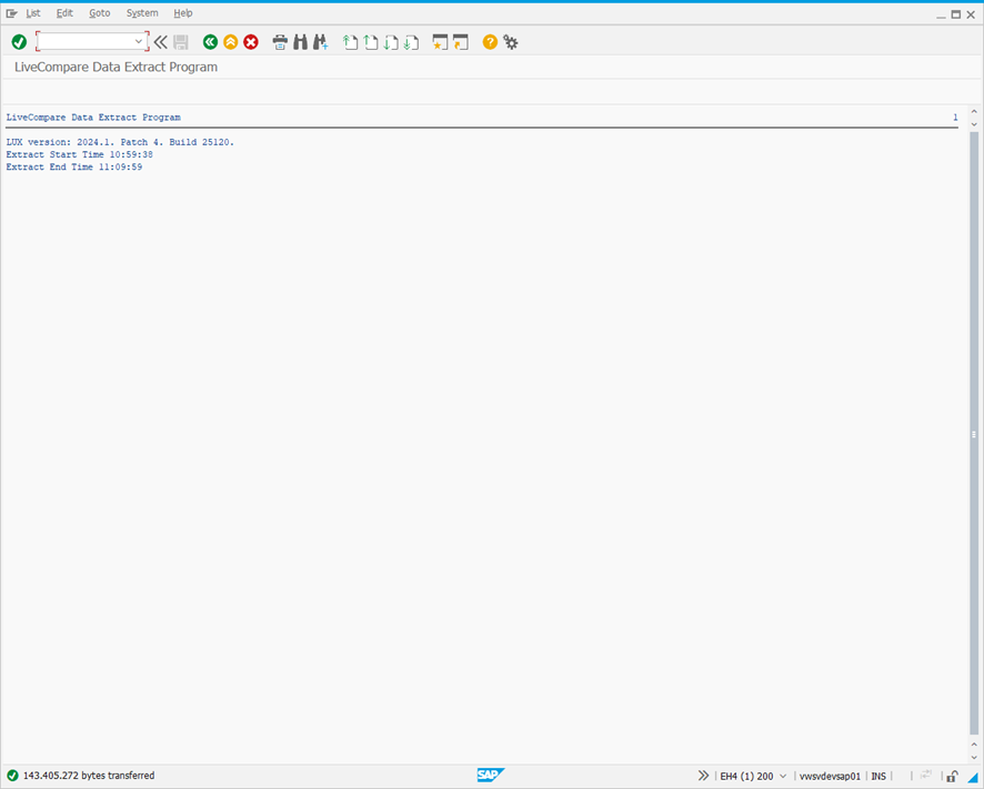 Tricentis LUX Extract screen.