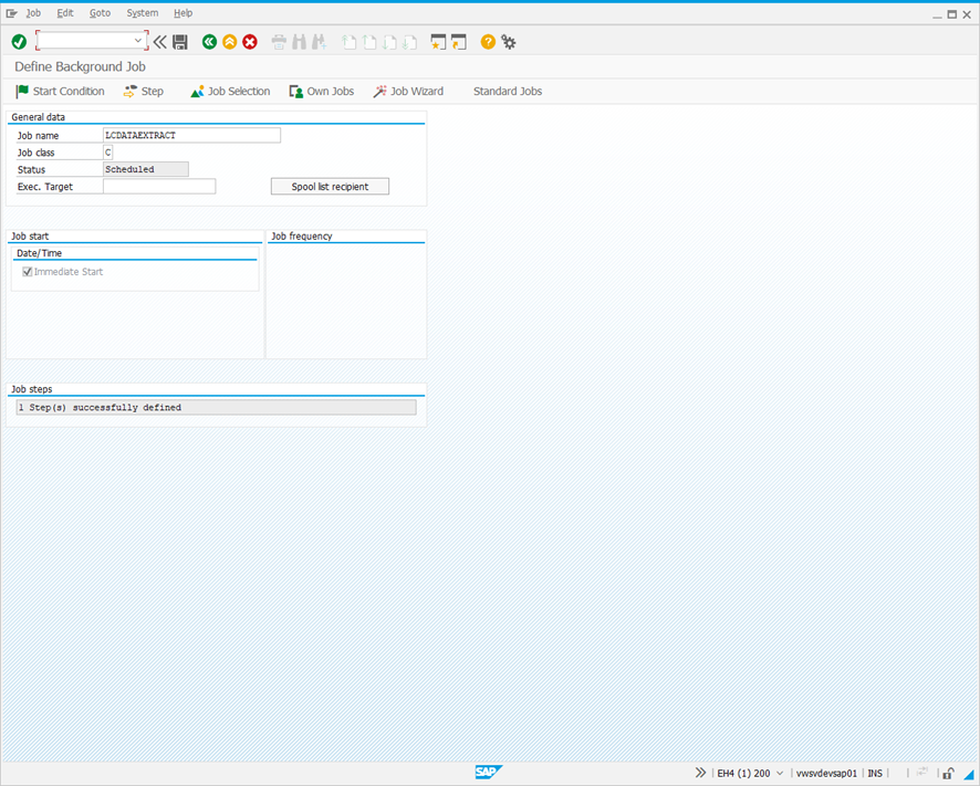 Define Background job screen.