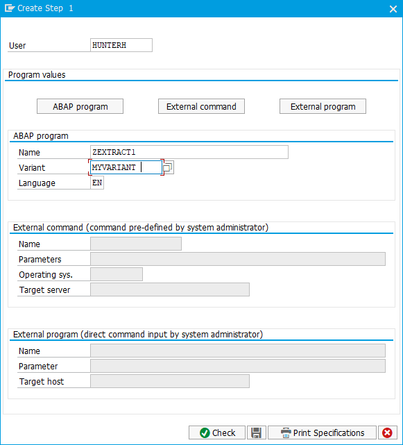 Create Step 1 dialog.