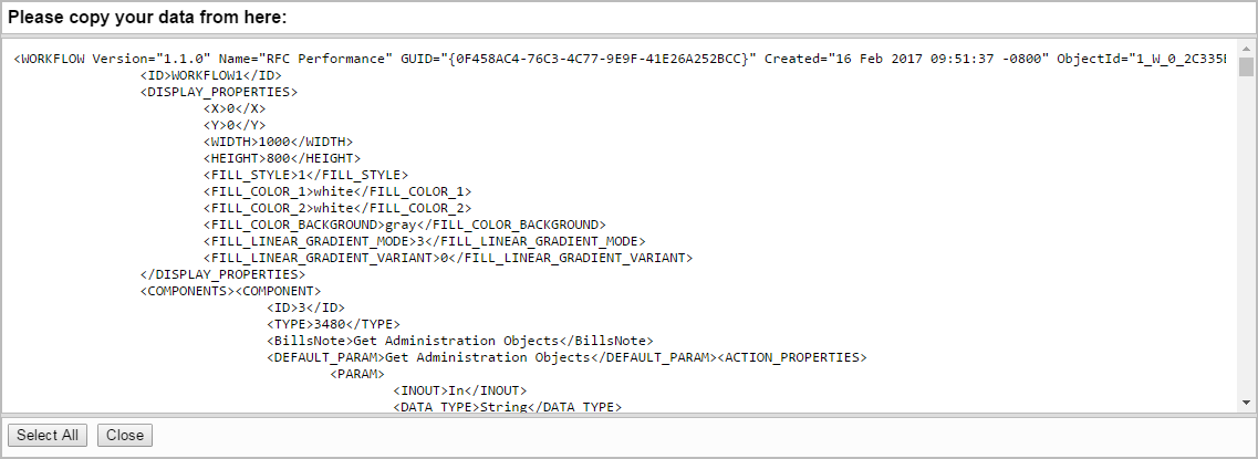 Copy Workflow to Clipboard dialog (Google Chrome).