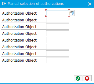Manual selection of authorizations dialog.