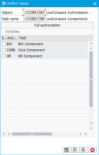 Define Values dialog.