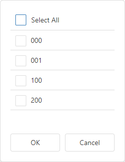 Data Grid filter values.