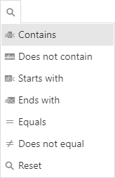 Data Grid search operators.