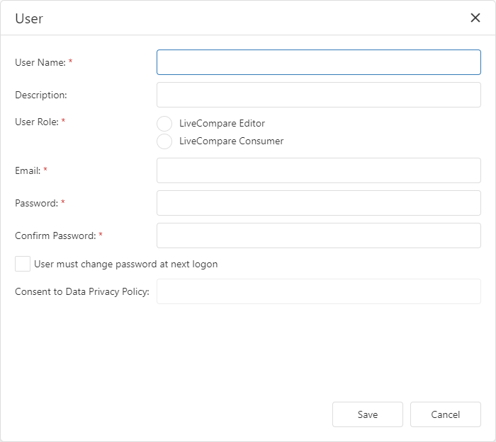 Guided Configuration User dialog.