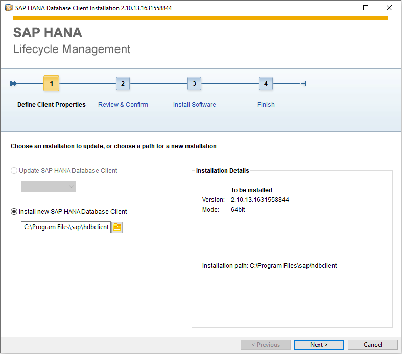 HANA ODBC Client installation