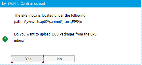 SAINT: Confirm upload message box.