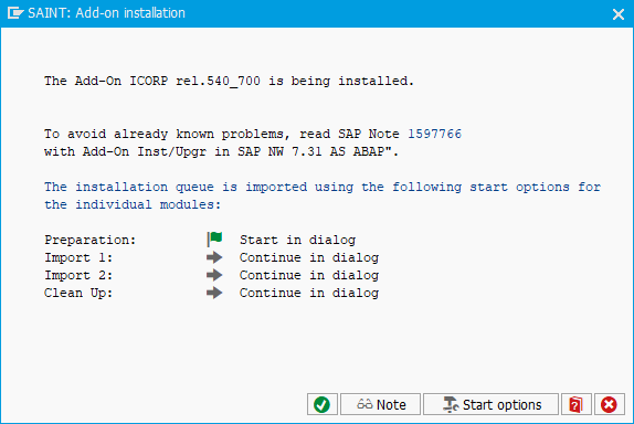 SAINT: Add-on installation.