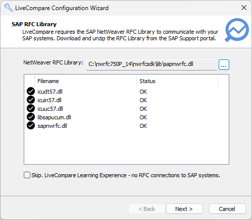 SAP RFC Library screen.