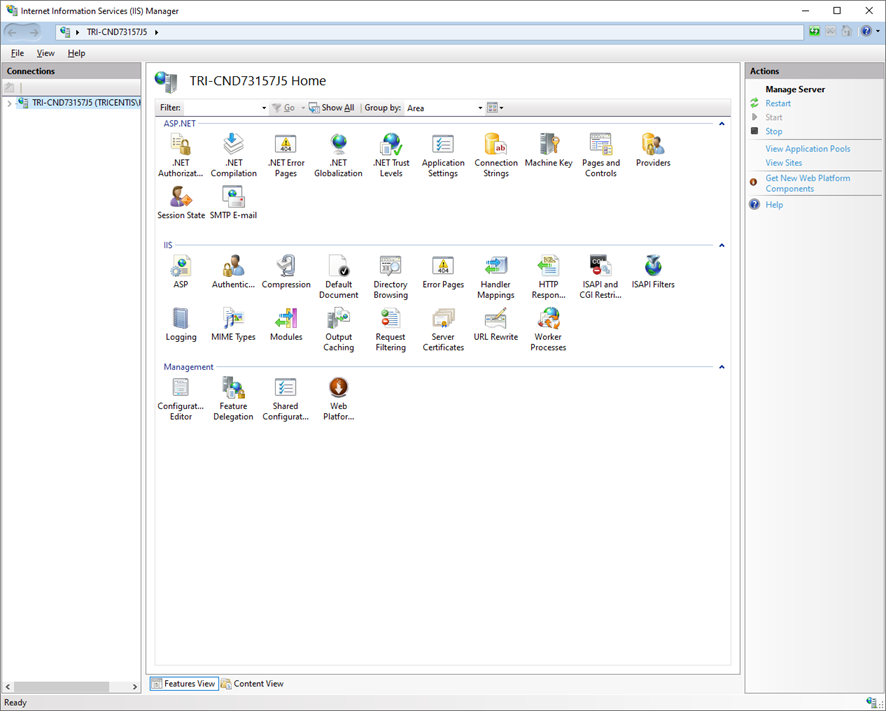 Internet Information Services (IIS) Manager.
