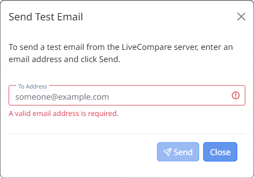 Send Test Email dialog.