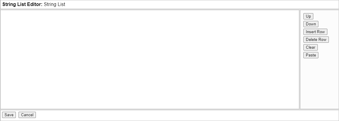 String List Editor dialog.