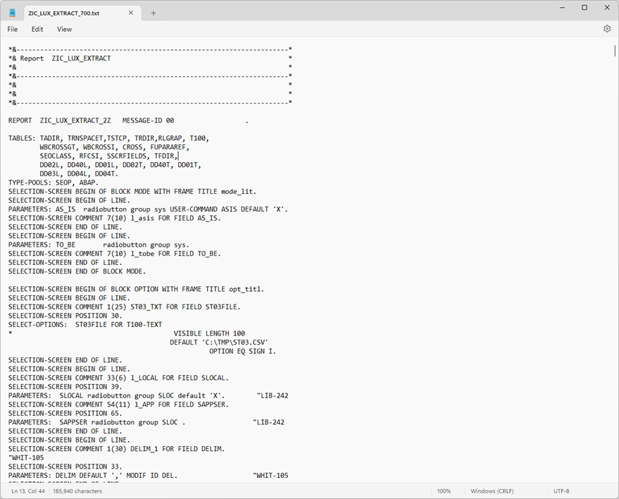 Data Extract program.