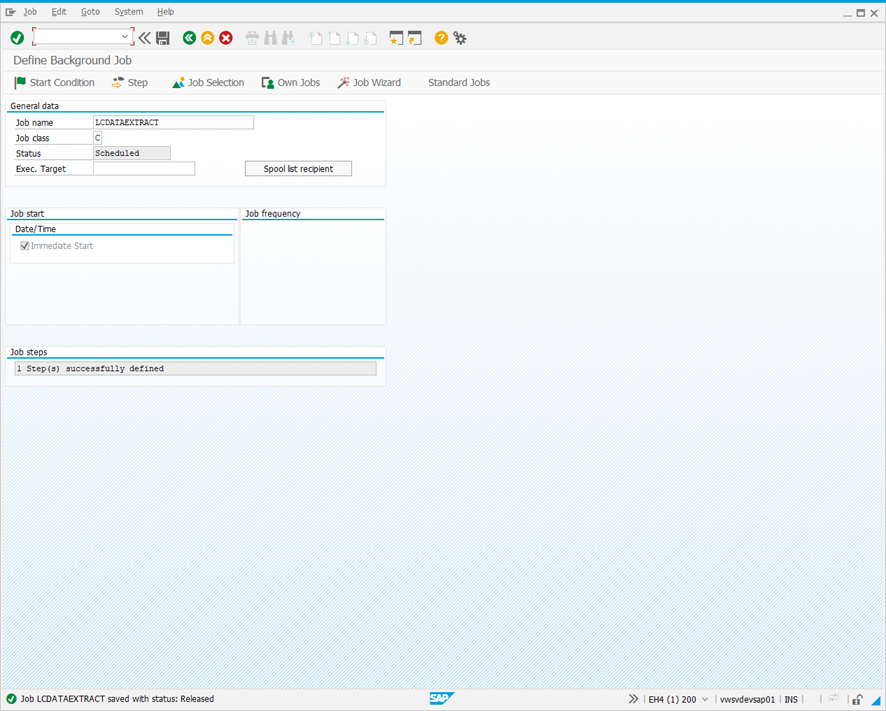 Define Background job screen.