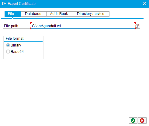 Export Certificate dialog.