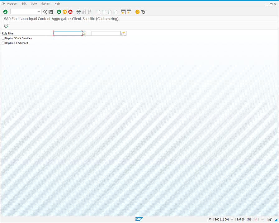 SAP Fiori Launchpad Content Aggregator: Client-Specific (Customizing) screen.