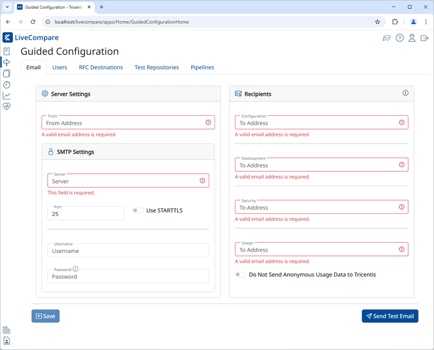 Guided Coinfiguration screen.