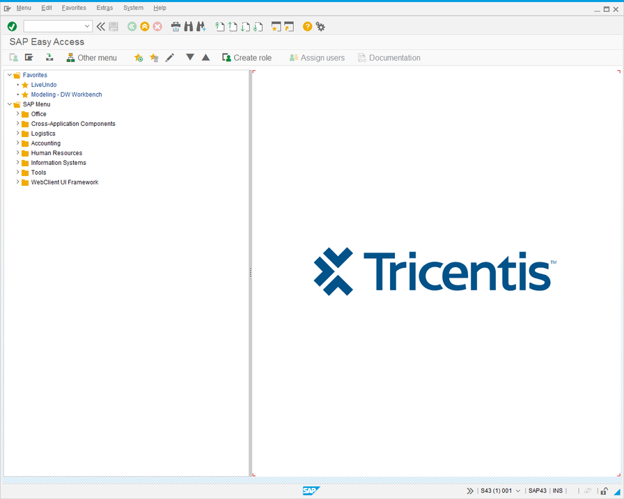 SAP Easy Access screen.