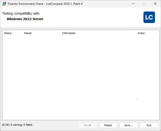 Pre-install Check screen.