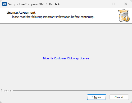 License Agreement screen.
