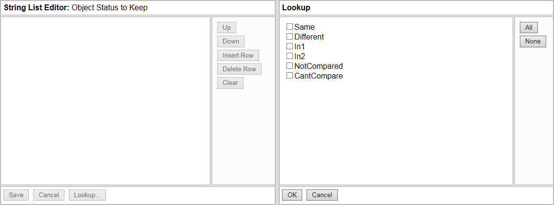 String List Lookups: Object Status to Keep.