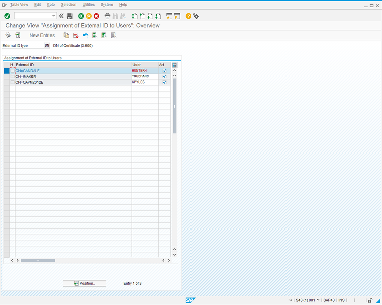 Change View: Overview screen.