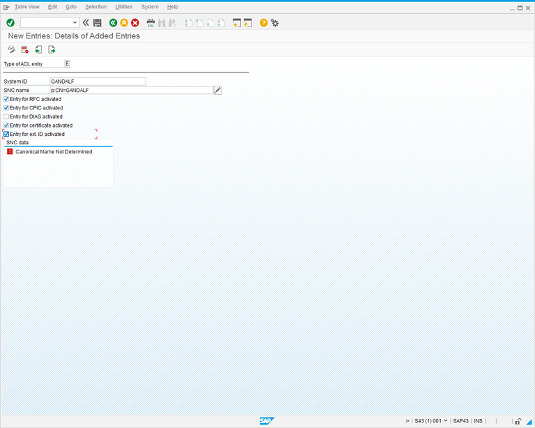 New Entries: Detais of Added Entries screen.