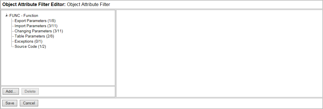 Object Attribute Filter Editor attribute groups.