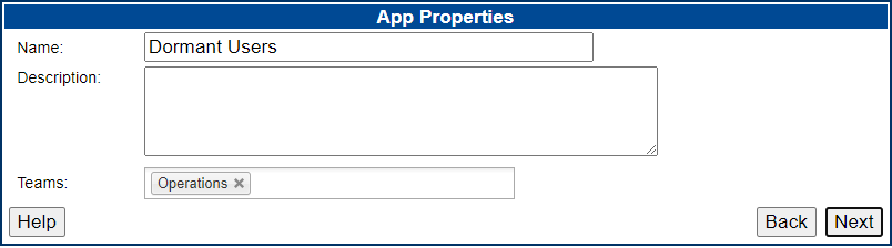 App Properties screen.