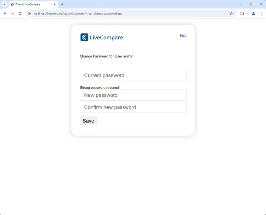Change Password screen.